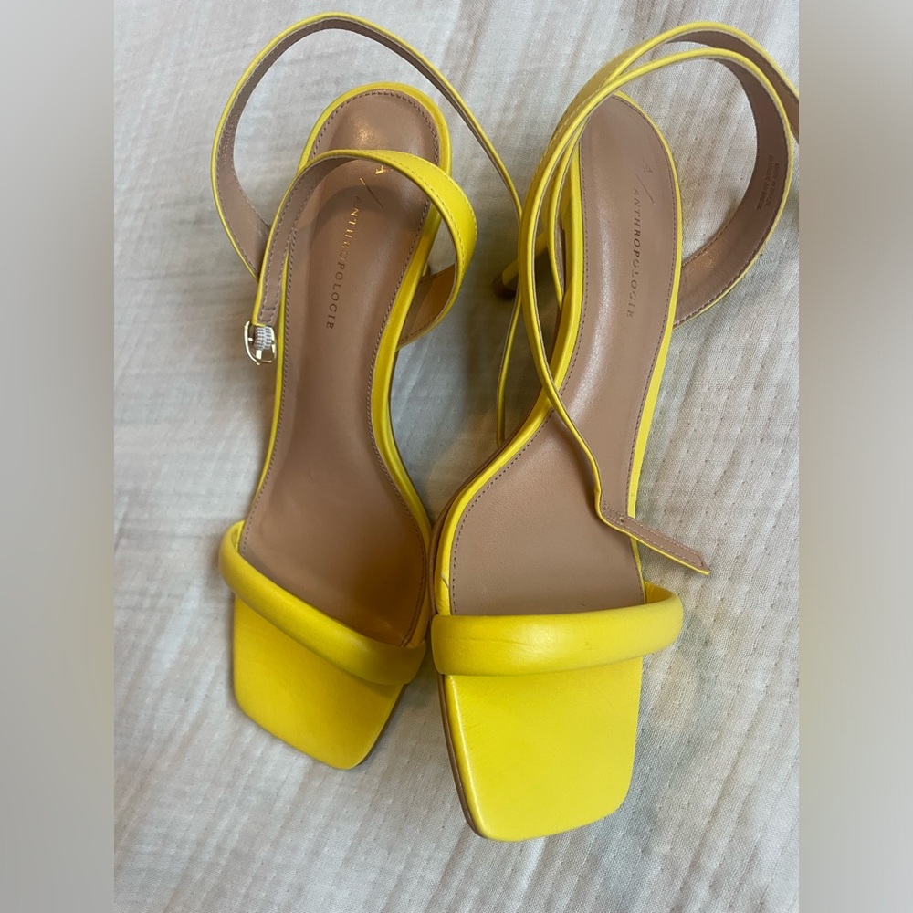 Anthropologie Yellow Heels Sandals - Picture 2 of 12